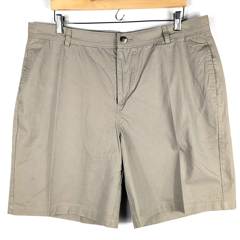 Disney World Mens Chino Shorts Size 38 Beige Flat Front Khaki Mickey Mouse New